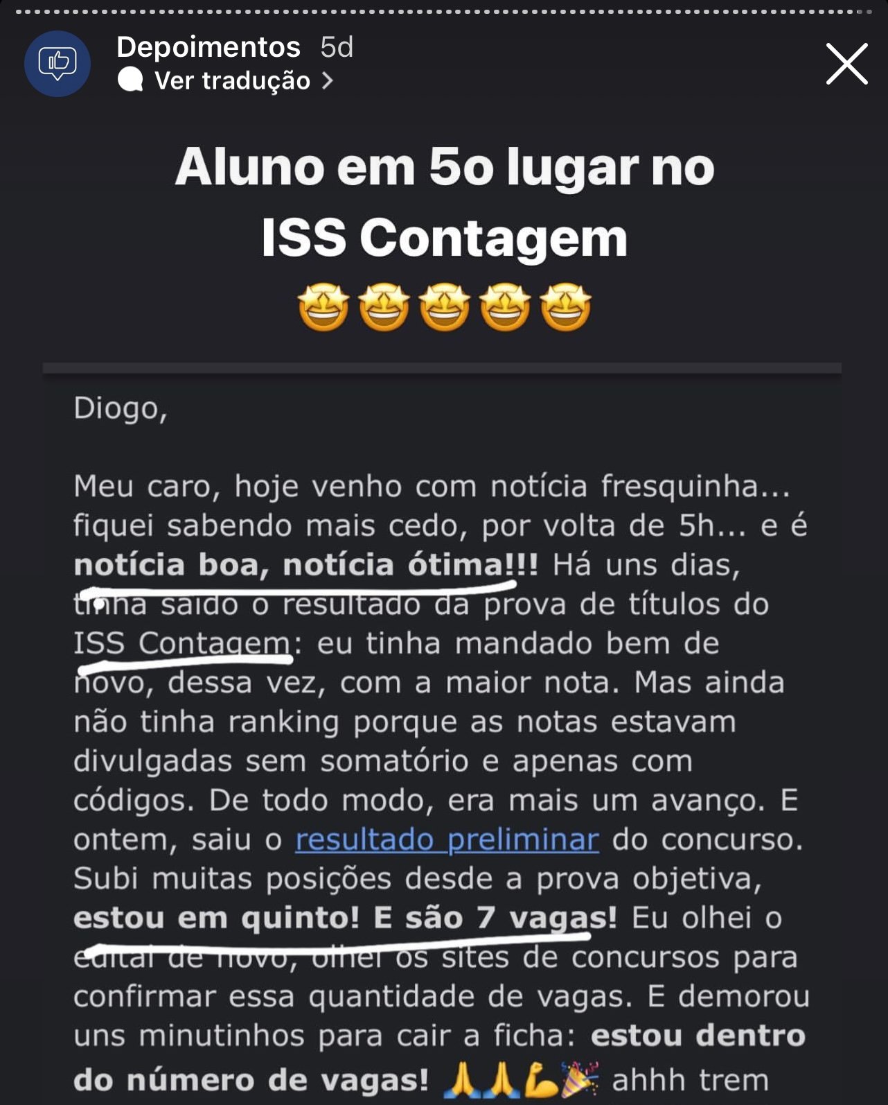 Depoimento de aluno 13