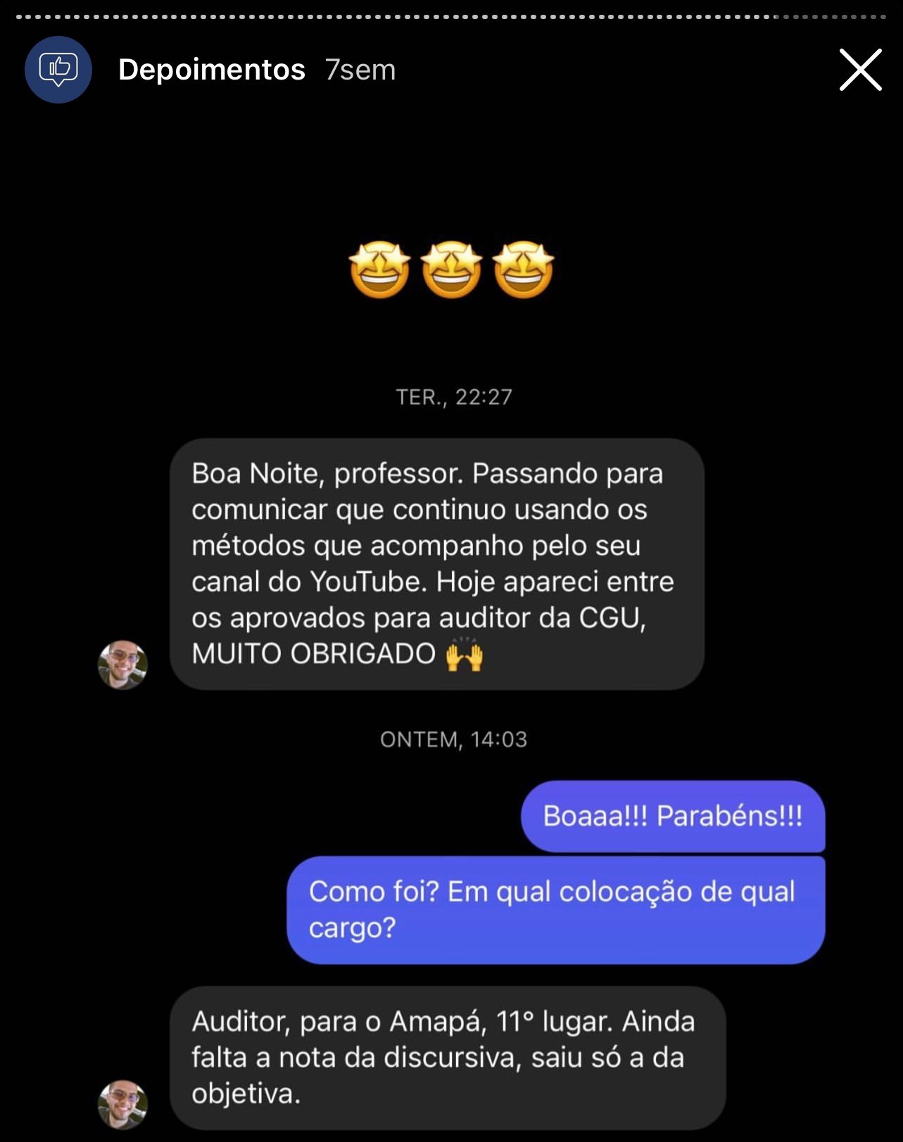 Depoimento de aluno 17