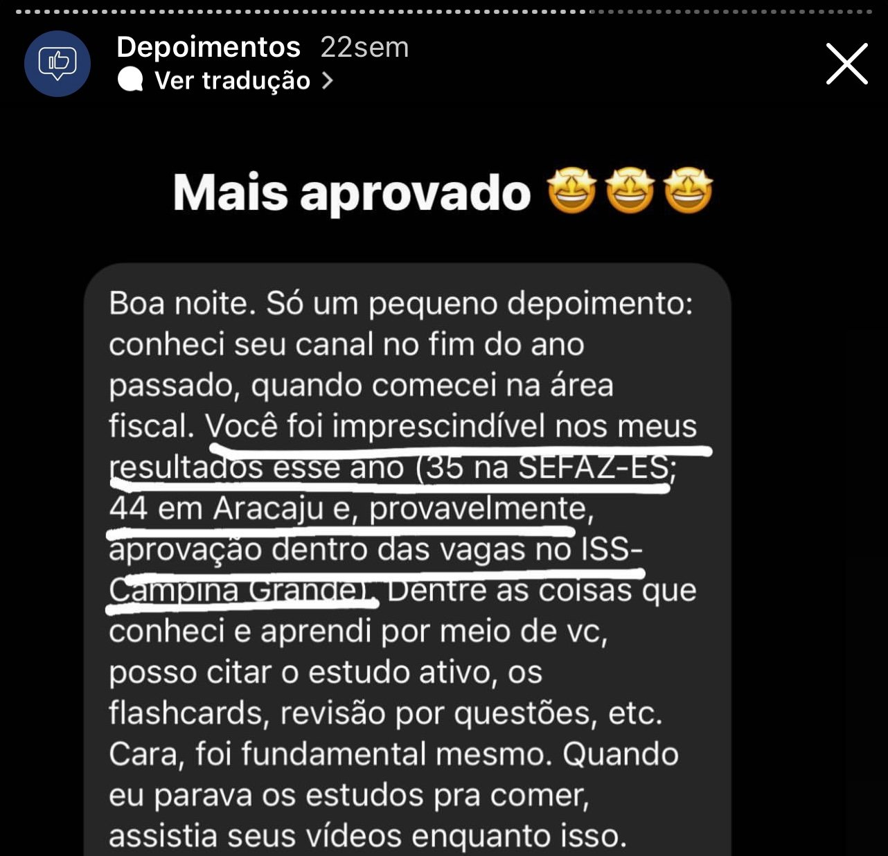 Depoimento de aluno 21