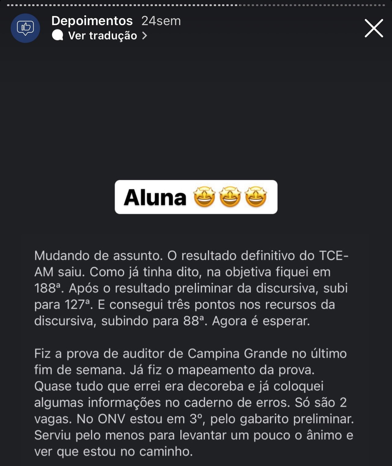 Depoimento de aluno 22